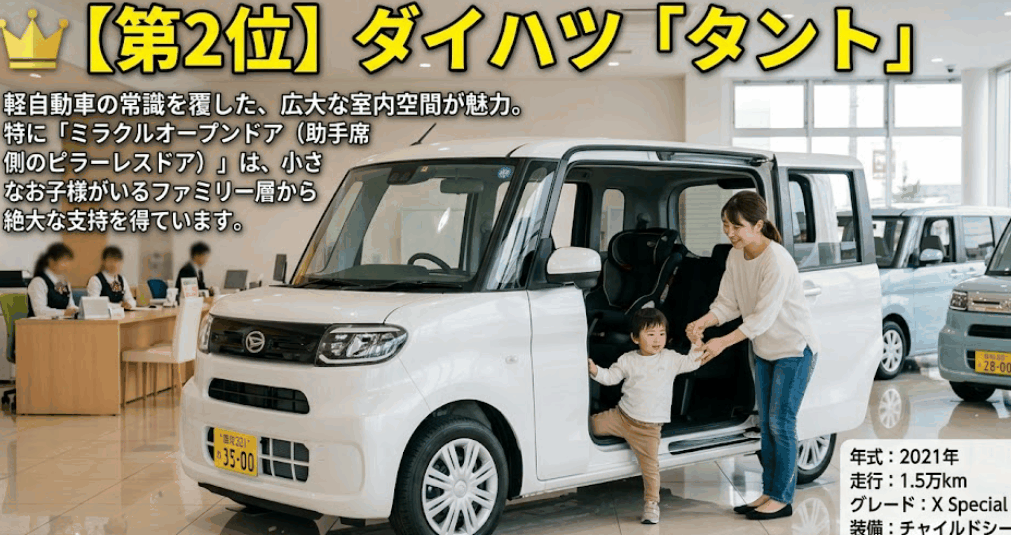 中古車売れ筋ランキング第2位 ダイハツ「タント」